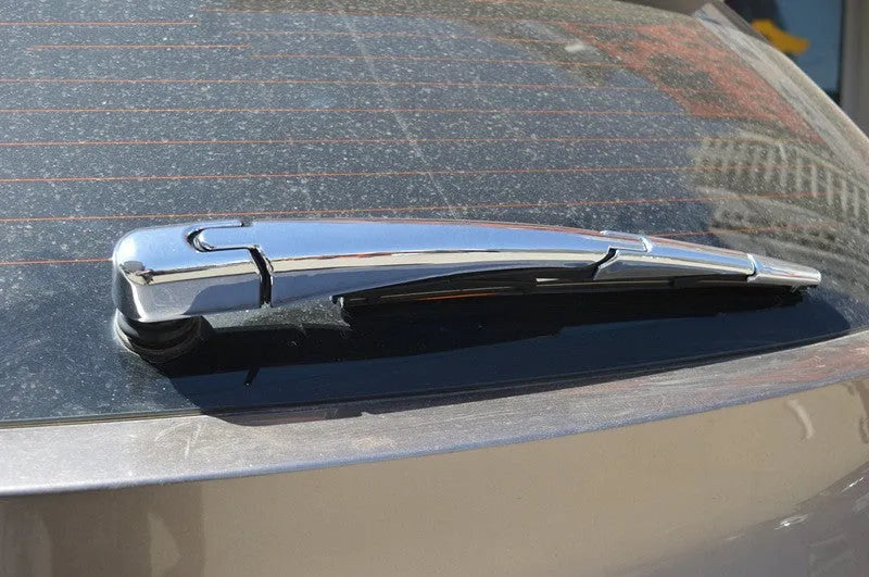 Four silvery ABS plastic rear window wiper cover trims for Hyundai 2010 vehicles