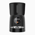 Black intelligent pet feeder with automatic timing and USB power connection for remote feeding