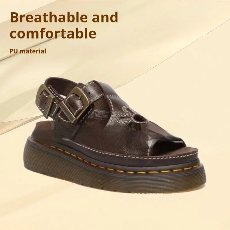 Men's black embroidered beach sandals with floral pattern and flat heel design