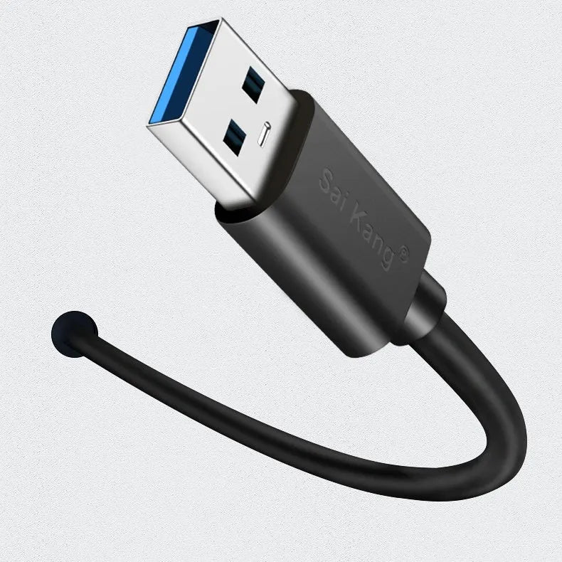 Black USB extension cable with male and female connectors showing length options for USB 3.0 and USB 2.0 devices