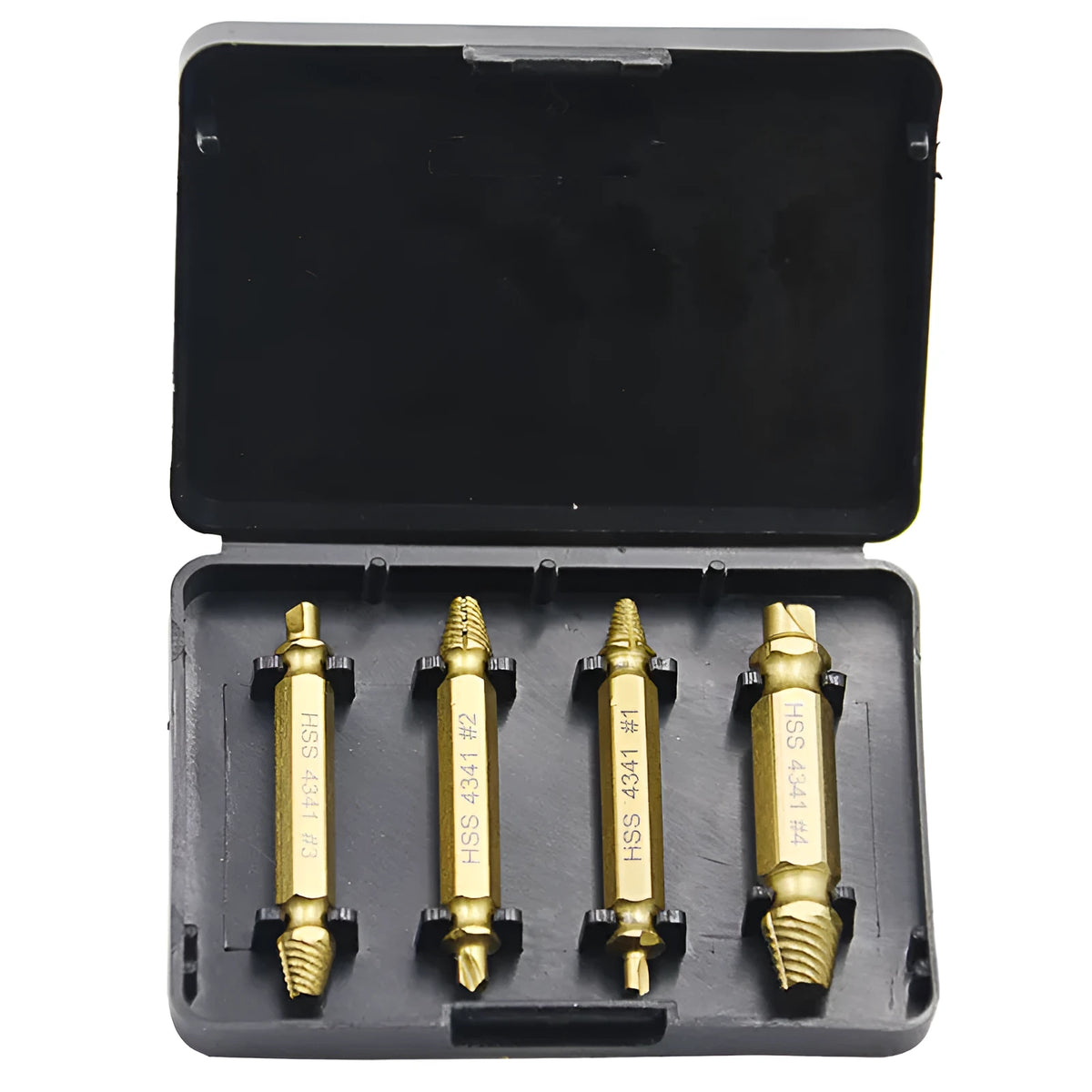 4341 high-speed steel screw extractor set of 5 tools for removing stripped and rusted screws