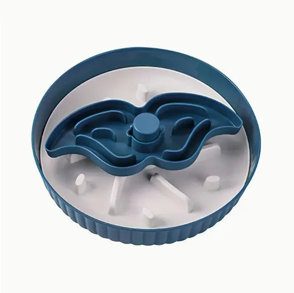 Pet slow feeder bowl with silicone licking mat insert showing textured pattern design