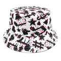 Musical note patterned bucket hat with dome crown in polyester fabric size M