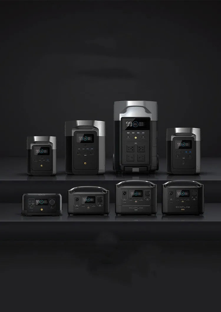 RIVER Pro 720Wh portable power station with display screen and multiple output ports on a wooden surface.