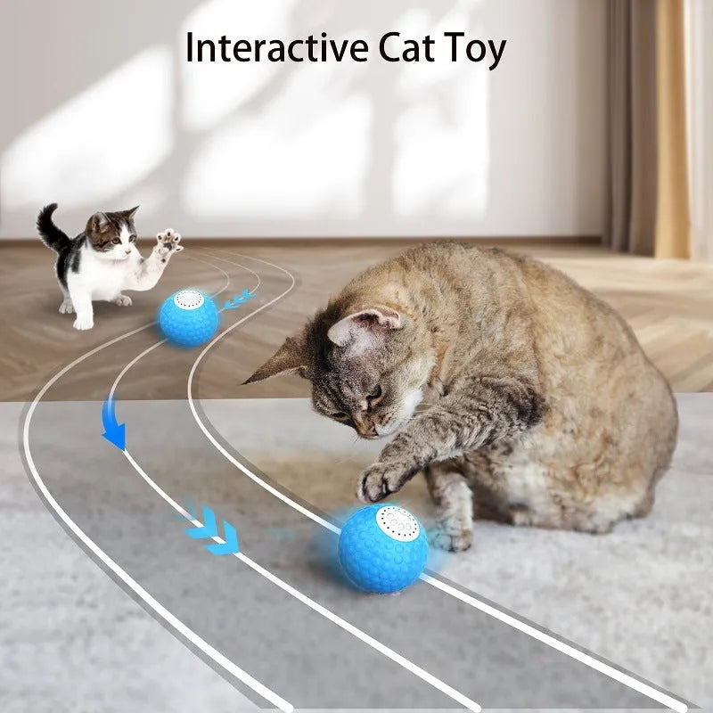 Remote control cat toy ball in blue, green, and yellow colours with rolling motion and sound features