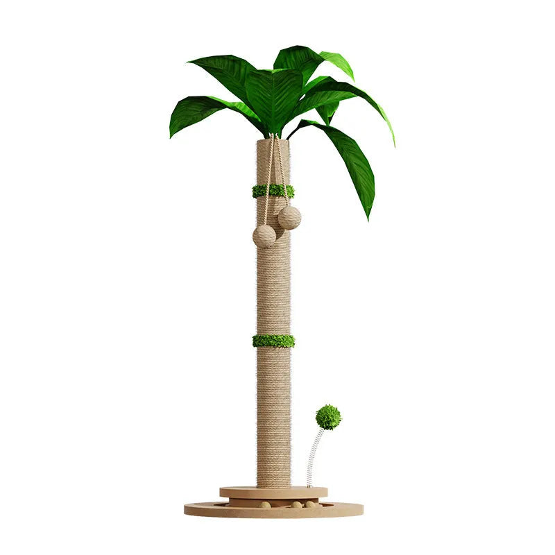 Vertical cat climbing frame with hemp rope column and Canna style base