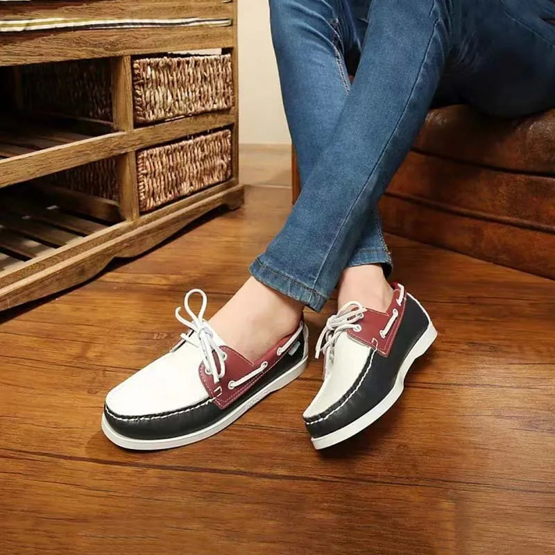Men's British style casual shoes in artificial PU with a flat heel and round toe.