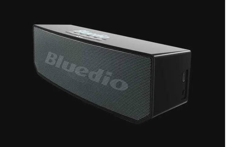Black rectangular cloud smart speaker with grille and micro-USB port