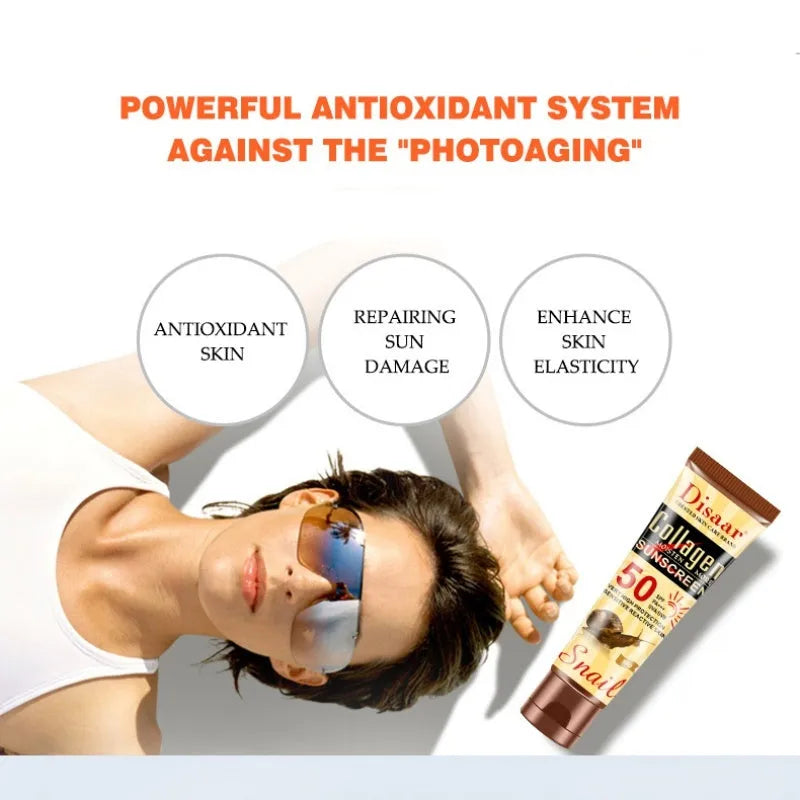 50 Plus Anti UV Sunscreen 50g unisex tube for all skin types with plant extracts and antioxidants