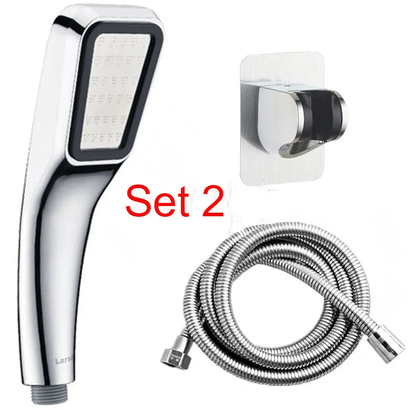 Orange hand-held pressurised shower set with rain function for bathroom installation
