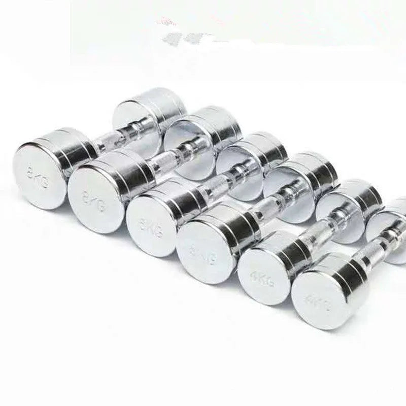 Silver pure steel dumbbell with ergonomic handle for strength training