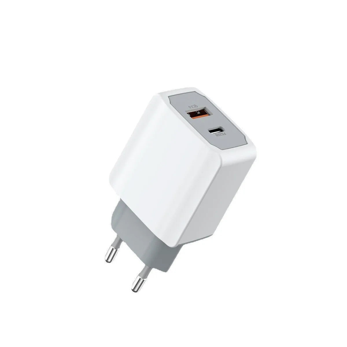 White European standard fast charge charger set with USB interface and compact charging head