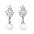 Geometric flower earrings with micro inlaid zircon pearls in gold, white gold, and rose gold plating options