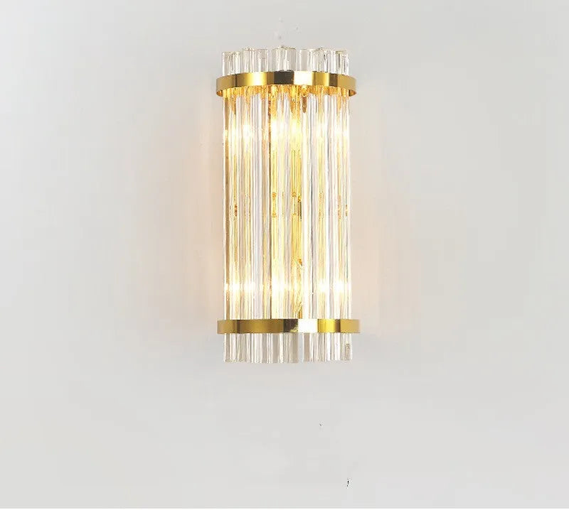 Crystal petal wall lamp with titanium finish in gold or black, E14 fitting for 220V systems
