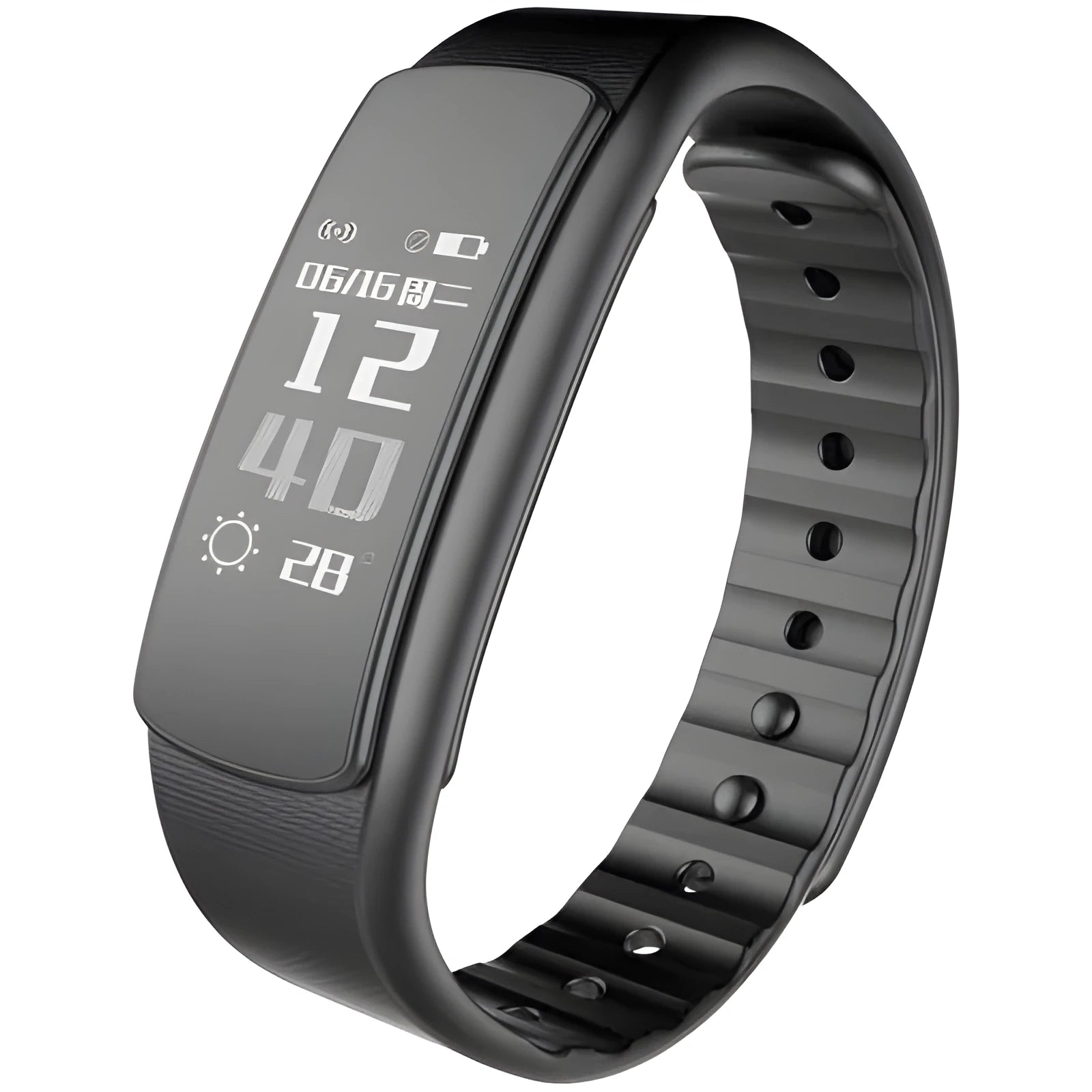 I6 smart sports bracelet with black TPU wristband and 0.96 inch screen