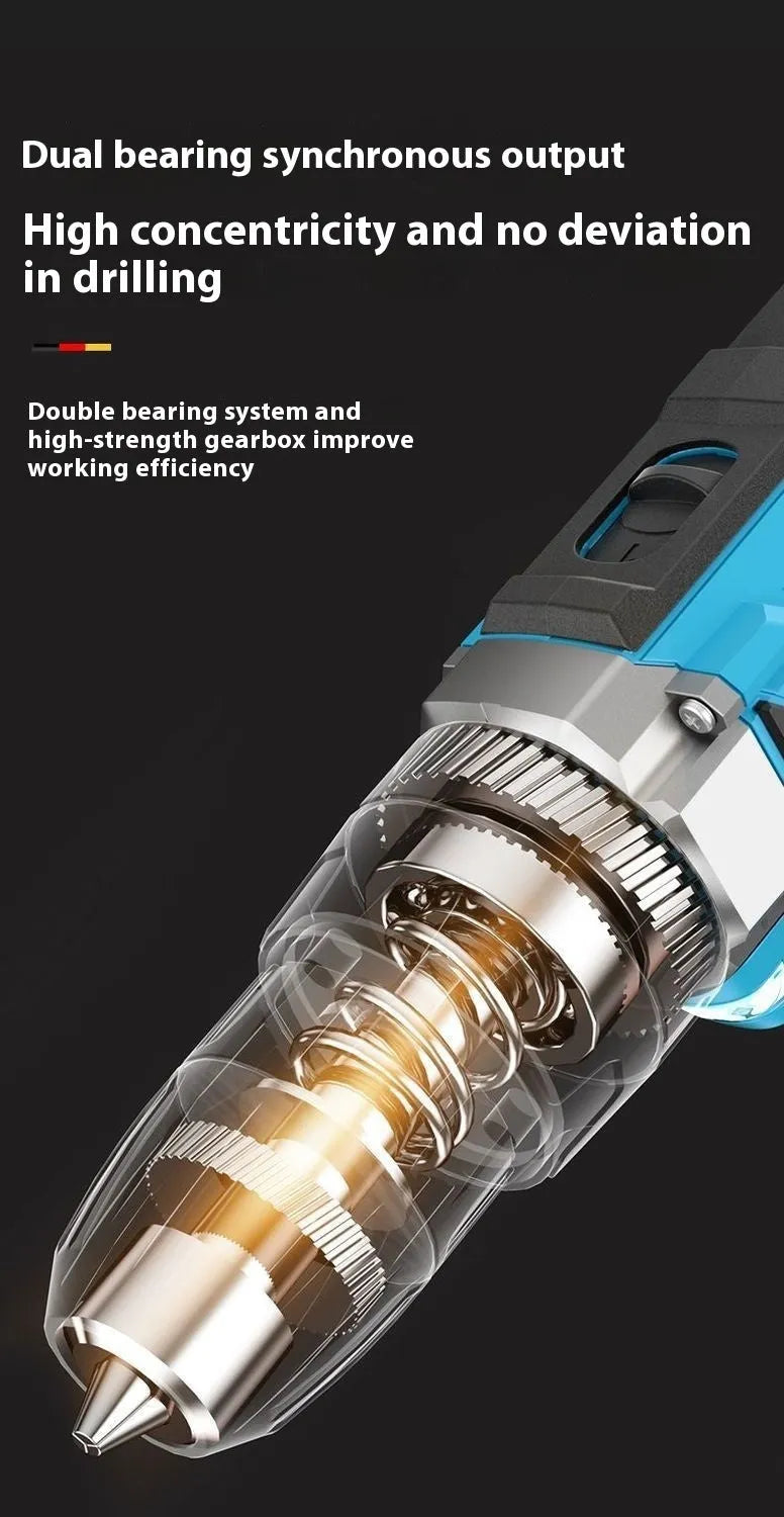 12V dual-speed impact pistol drill electric screwdriver kit in plastic storage box