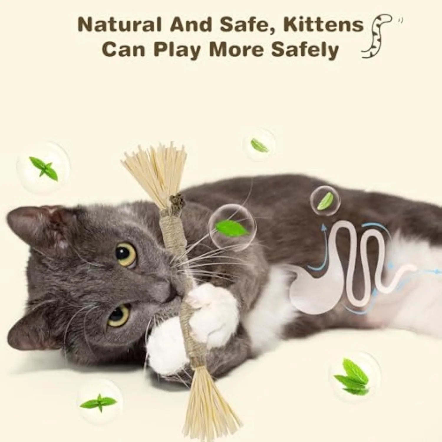 3 pack of natural silvervine chew sticks for cats with sisal rope, fine and thick diameter options