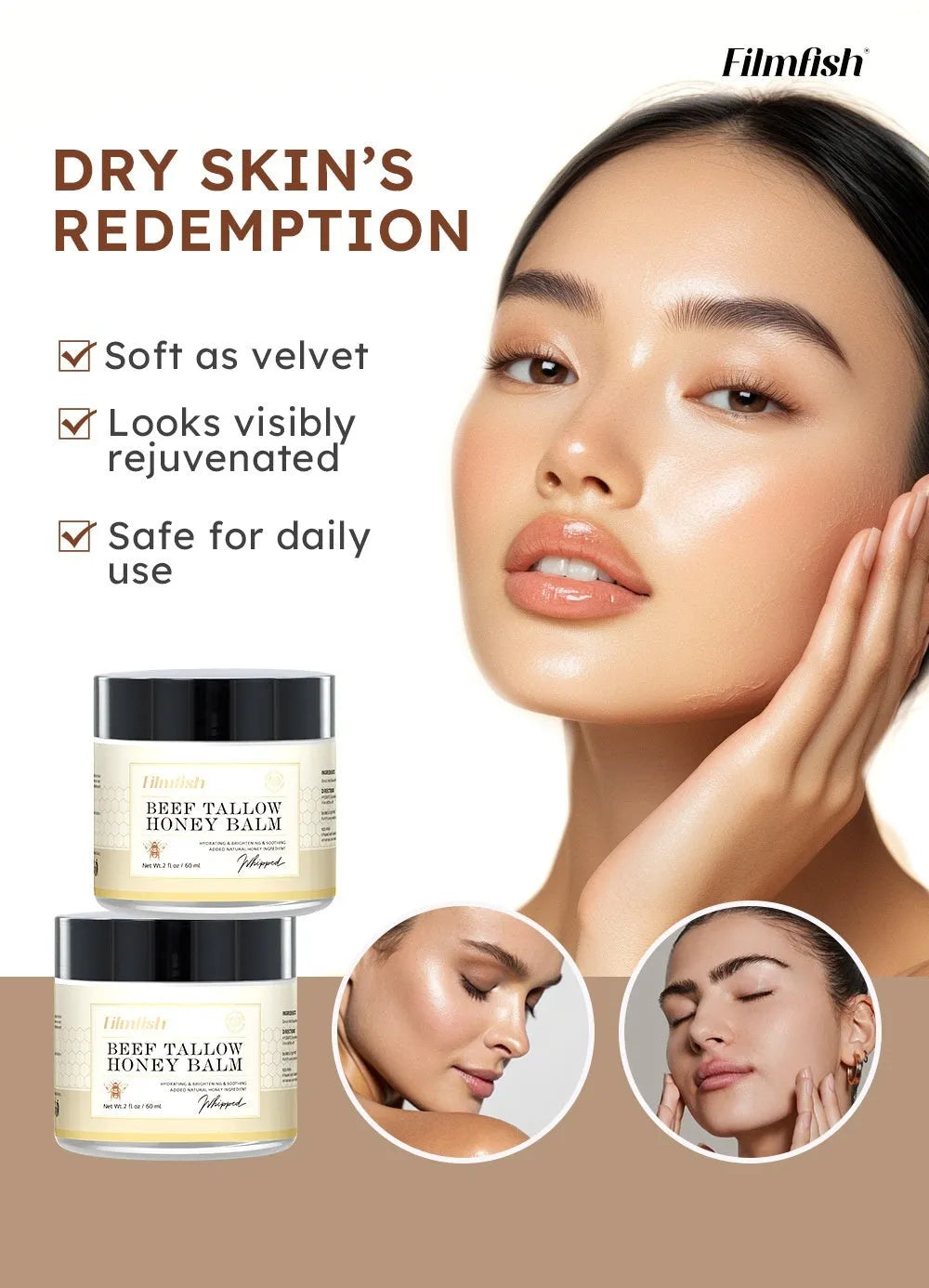 Honey moisturising body cream in 60ml packaging for daily skincare routines