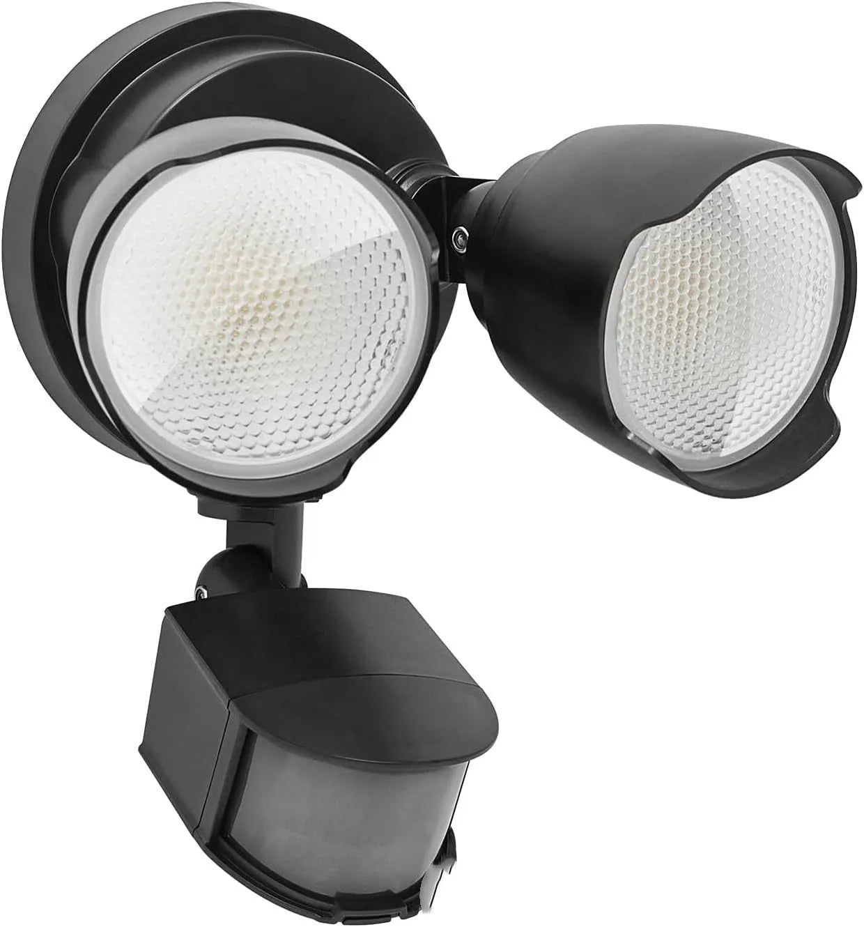 White 120V LED human body induction security flood light with PIR sensor for outdoor wall mounting