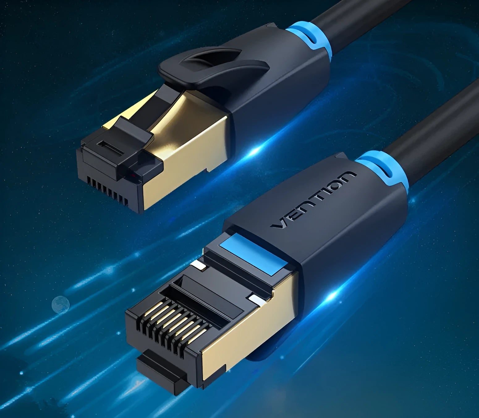 CAT8 Ethernet network cable in flat and round styles with length options for home gaming 10G connections