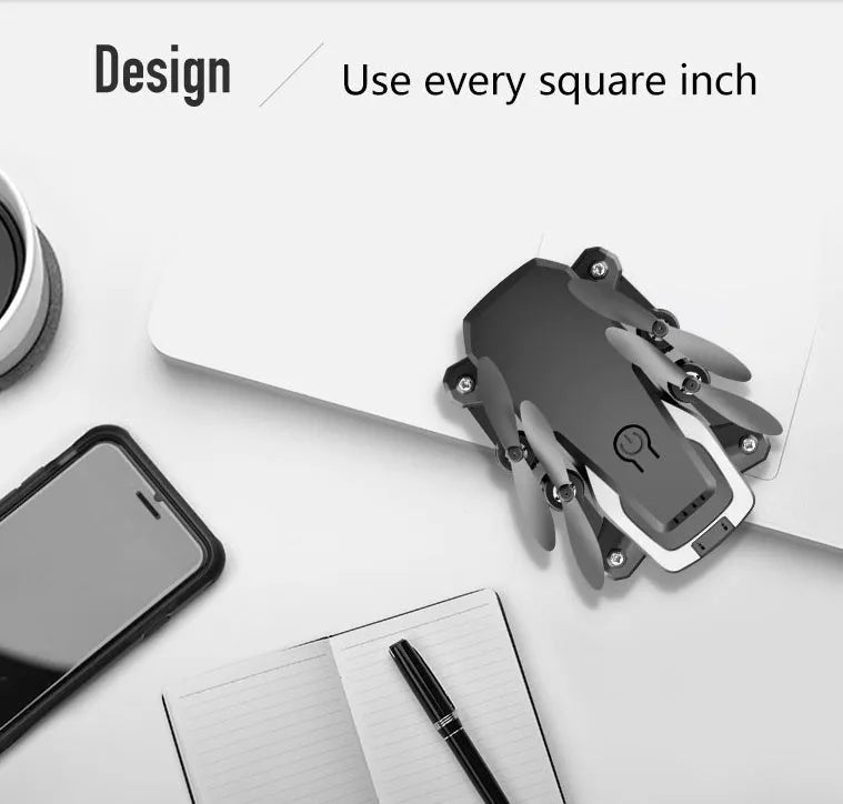 LF606 folding four-axis drone with 4K HD camera, black or white, 11 x 11 x 3.5 cm, altitude hold and headless mode.