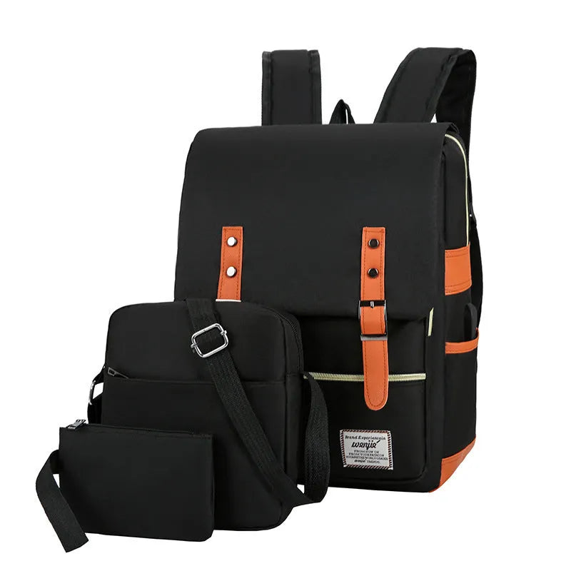 Three-piece waterproof Oxford cloth business backpack with curved shoulder straps in four colour options