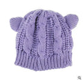 Hand-made knitted winter beanie with 3D cat ears in multiple colour options