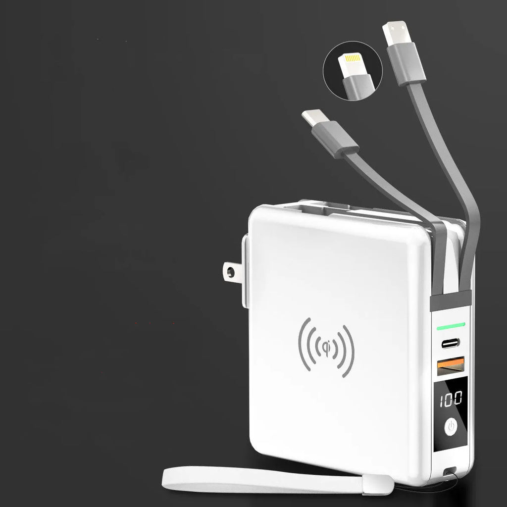 Super QI wireless charging PD20W fast charging power bank with built-in plug