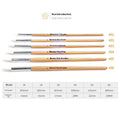 Six wooden-handled artistic brushes with wool-pointed tips for textile and embroidery crafts.