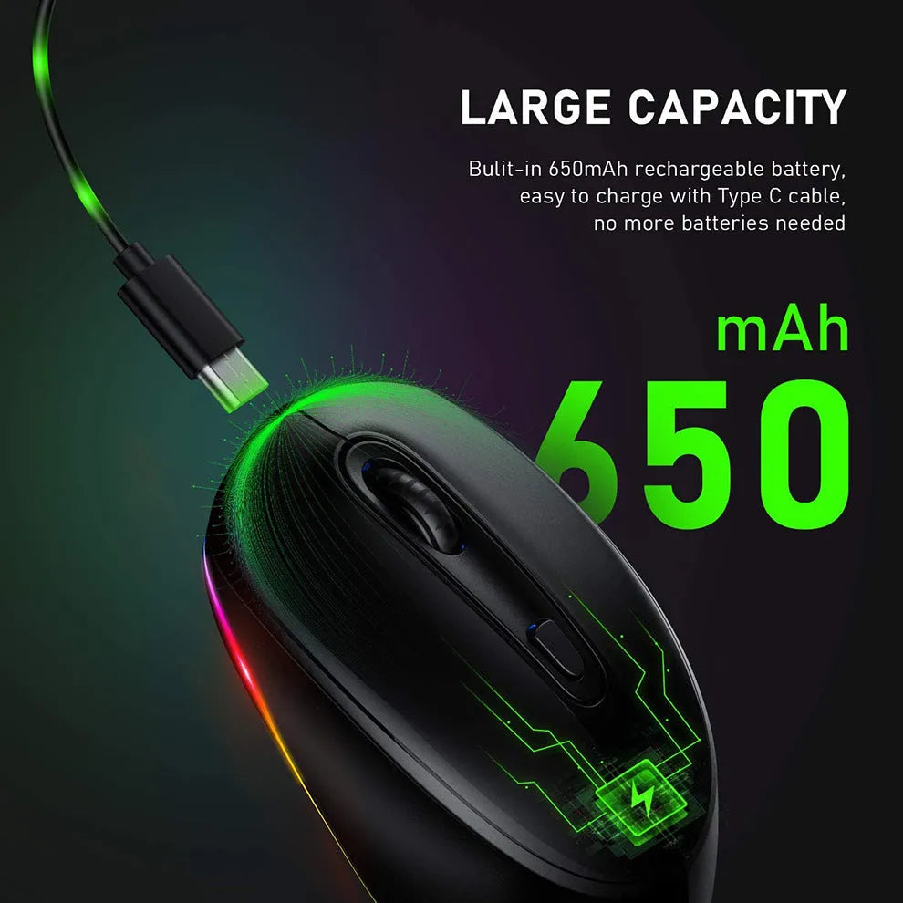 24g ultra-light rechargeable wireless computer mouse shown in one of seven available colours.