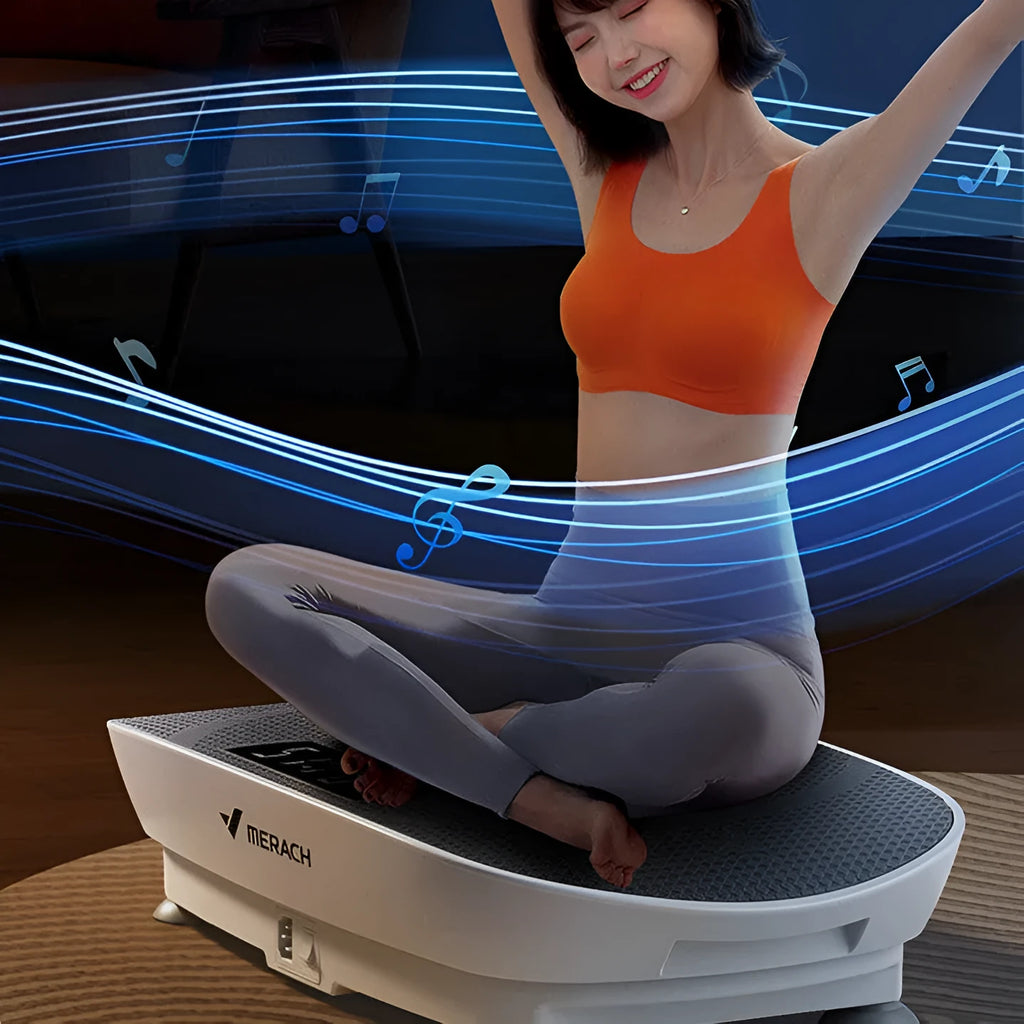 Grey and pink Portable Smart Power Plate fitness massager measuring 58x38x16cm.