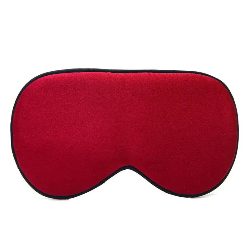 Double-sided mulberry silk sleep eye mask with embroidered printed pattern in various colours.