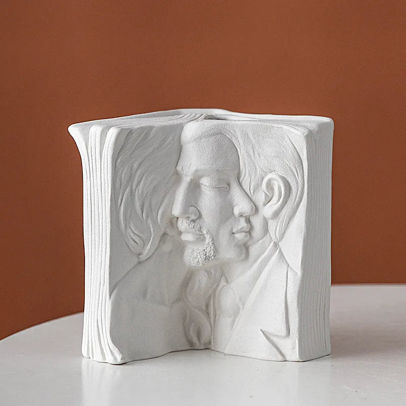 Glazed ceramic book stand ornament in modern simplicity style for desktop storage and office decoration