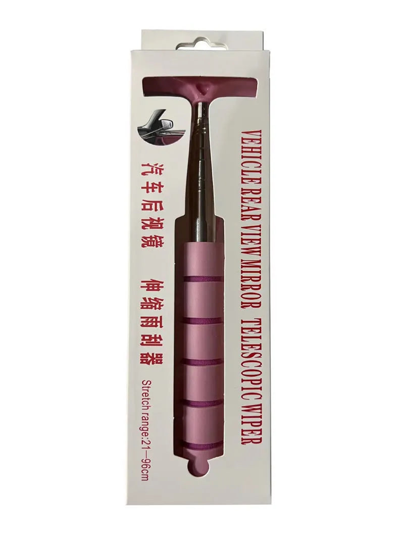 Car rearview mirror retractable wiper with stainless steel arm and rubber blade in multiple colours