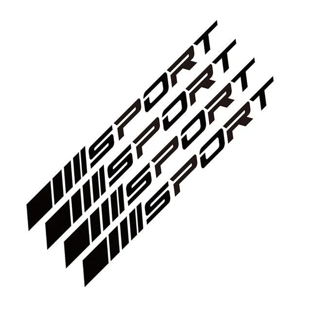 Sport hollow design car rim stickers in black, red and white colours for vehicle customisation