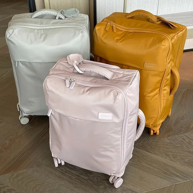 20 inch waterproof Oxford cloth suitcase in bluestone green colour with universal wheels