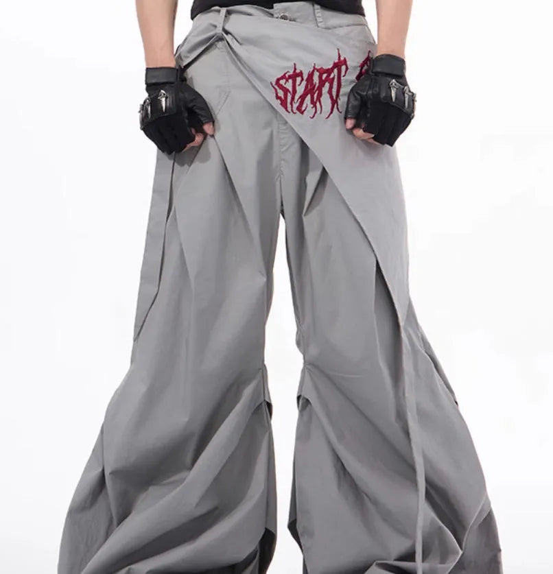 Boys wide-leg summer trousers in refined Korean style with solid black colour and niche accumulation cut