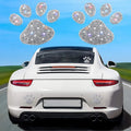 White diamond glass car sticker featuring a bear paw and butterfly design measuring 7x6cm