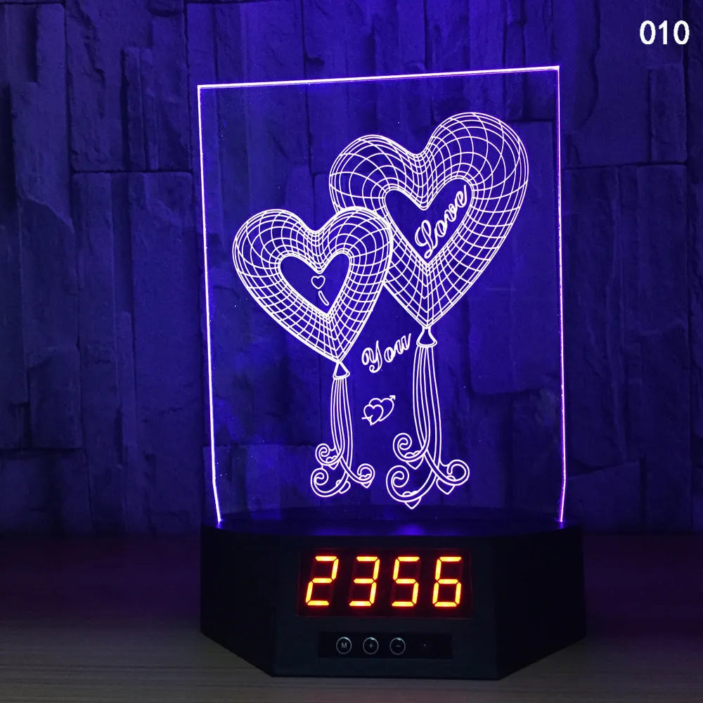 Glowing blue dolphin 3D LED table lamp with remote control on a wooden surface.