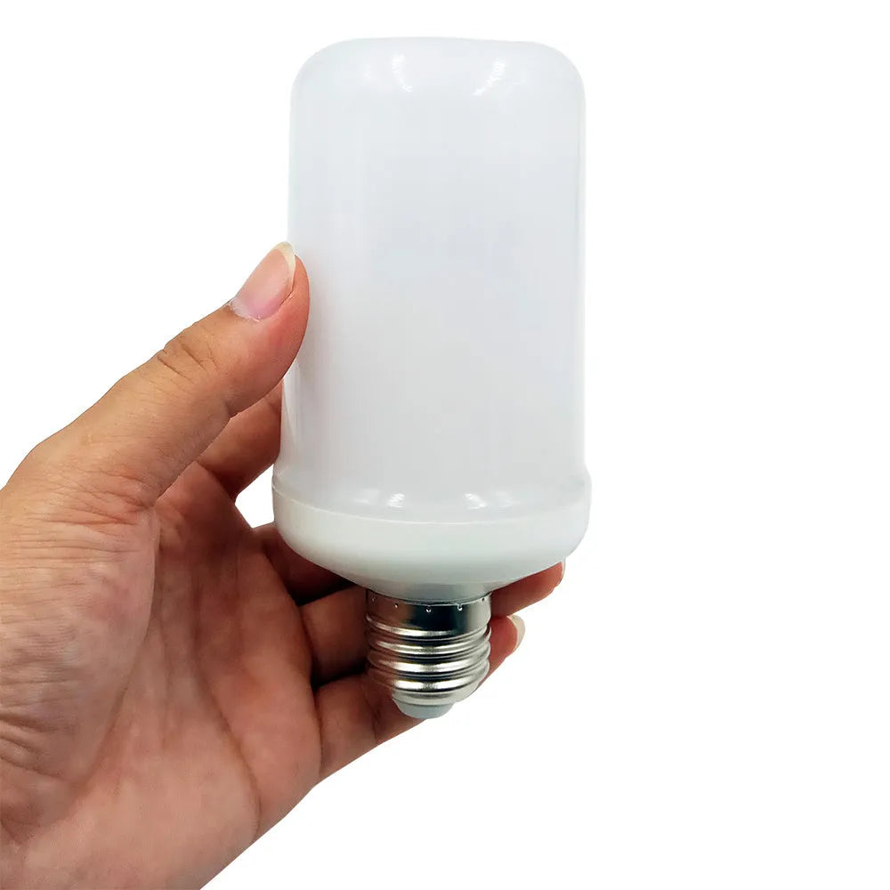 Decorative flame effect lamp with LED flickering emulation light for cosy atmosphere
