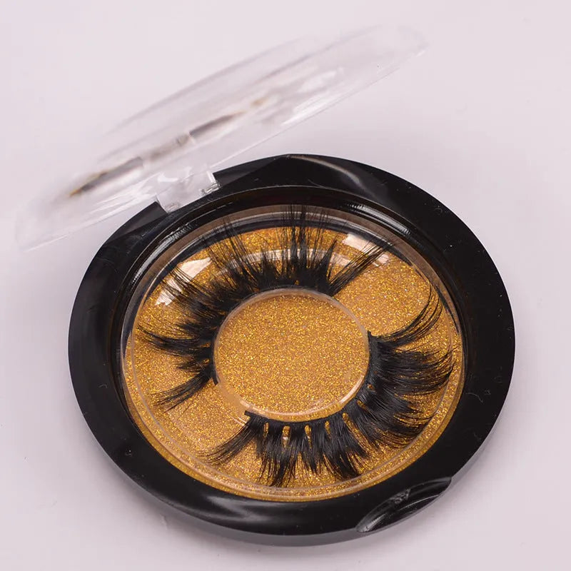 5D mink false eyelashes set with double headed brush and hair cap