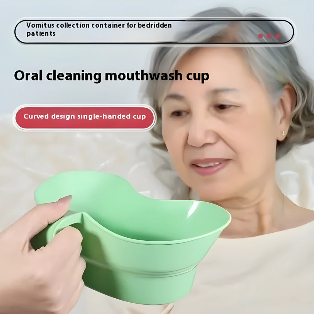 Green plastic gargle cup for bedridden elderly nursing care with modern simplicity design