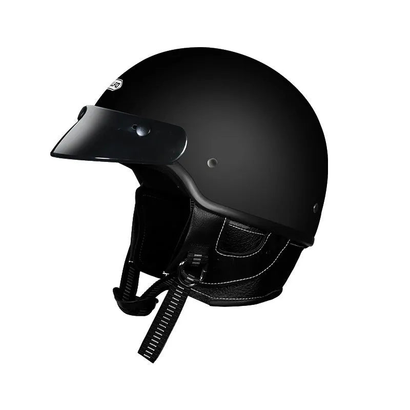 Retro style full face motorcycle helmet in ABS, shown in Ivory White colour on a plain background.