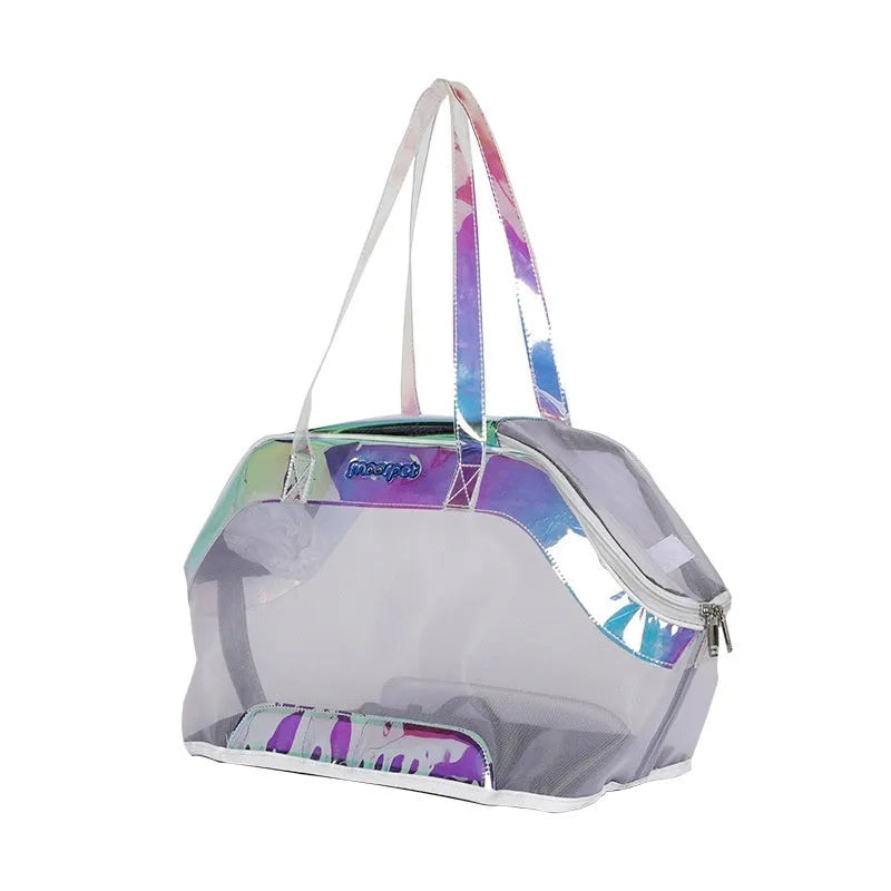 Leather cat carrying bag for outings with 25-litre capacity in a choice of solid colours.