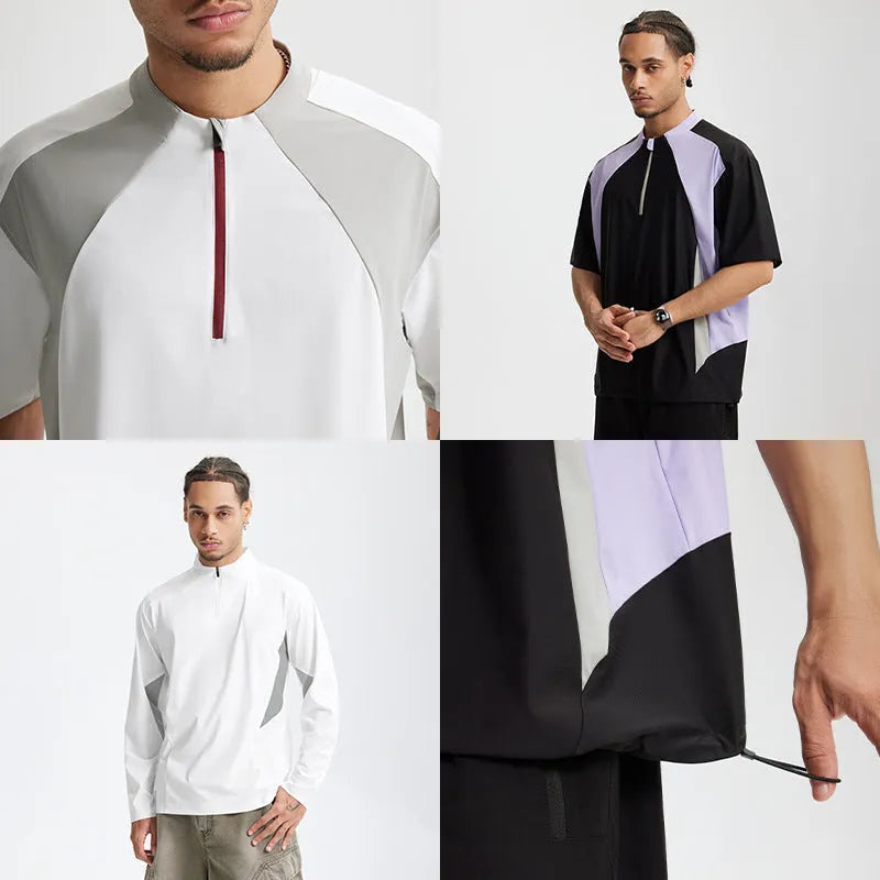 Men's lightweight polyester casual top in solid colour with choice of long or short sleeves