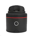 Matte black PIVO facial tracking camera rotating a smartphone on a table.