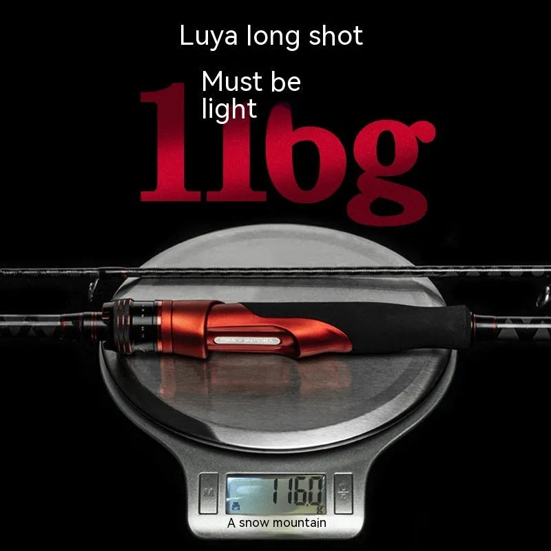 Carbon straight handle and pikestaff style fishing rod for light lure casting in 2.1m and 2.4m lengths