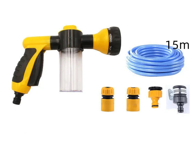 Green high pressure foam spray gun with adjustable nozzle for car washing and garden cleaning