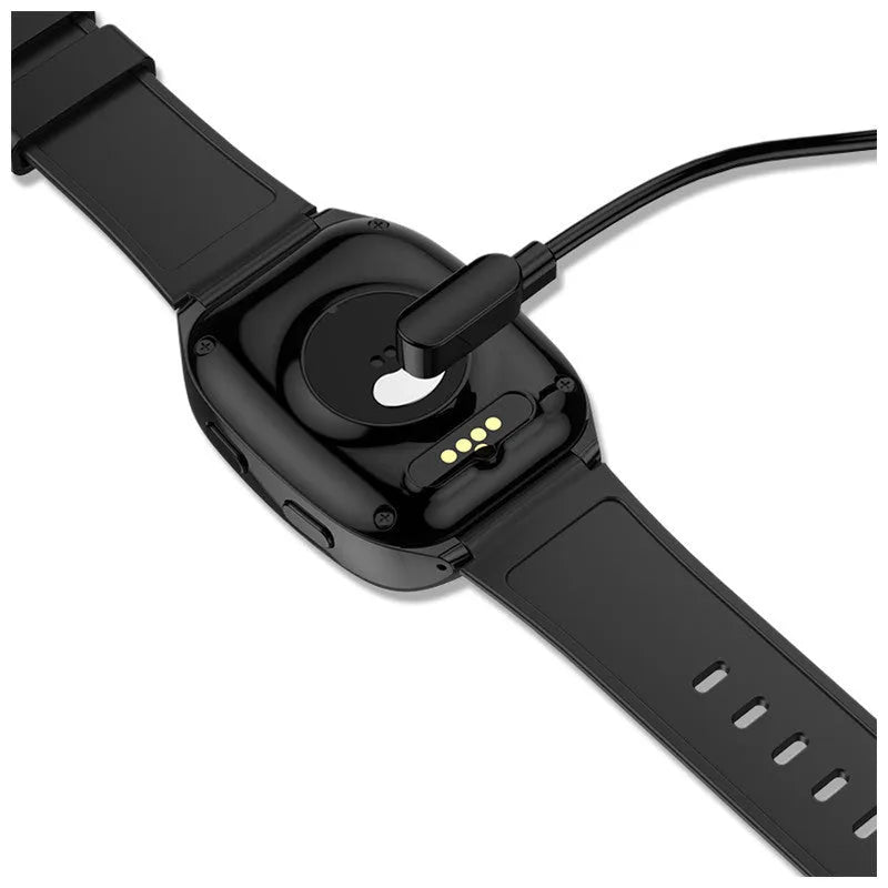 Black GPS tracker smartwatch with 1.54-inch touch screen showing heart rate monitoring and SOS alarm function.