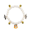 Simulated pearl pet necklace decoration with Halloween pumpkin designs for cats and small dogs